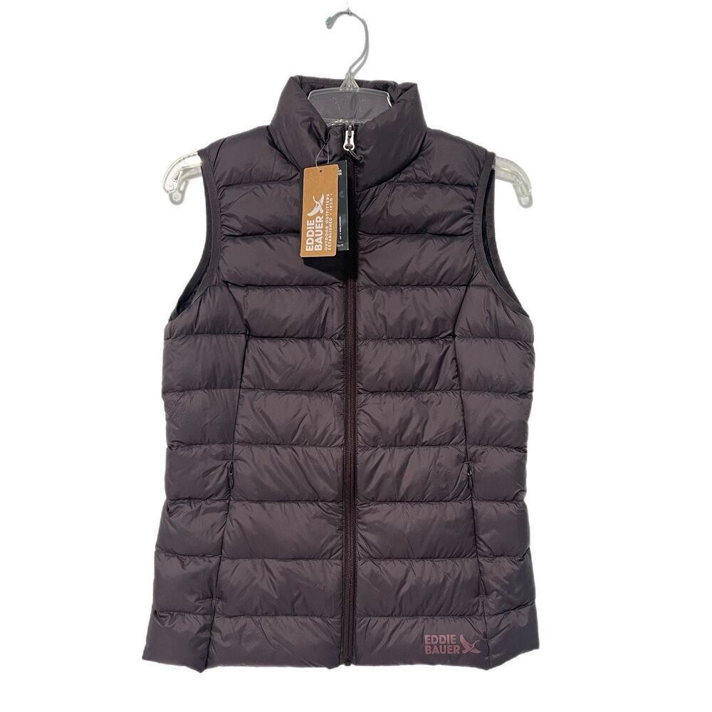 Eddie Bauer Puffer Vest Women XS 650 Goose Down Filled Zip Purple Packable NEW